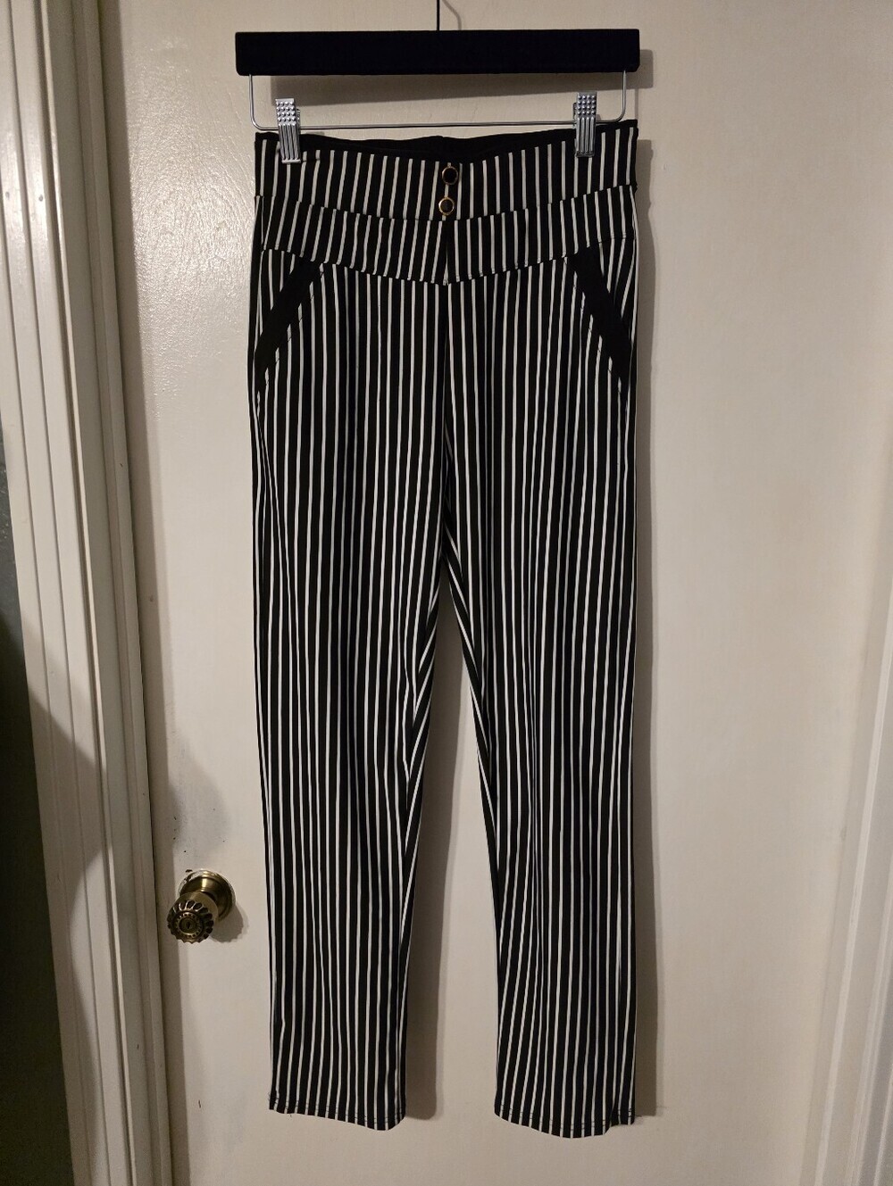 Black and White Vertical Stripe Trousers - Picture 1 of 5